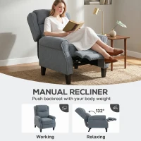 HOMCOM Recliner Armchair with Extended Leg Rest - Grey(m-4)