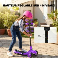 AIYAPLAY Trottinette électrique pour enfants 6+ ans, pliable 3 roues démarrage zéro, vitesse maximale 8 km/h 64x29x83cm violet(m-6)