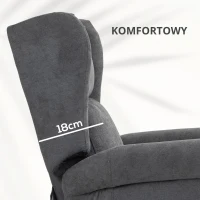 HOMCOM Fotel Relaksacyjny z Pomocą przy Wstawaniu, Funkcja Leżenia, do 200kg, 72,5x94x109cm, Ciemnoszary(m-5)