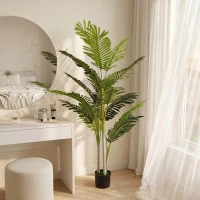 Outsunny Planta Artificial Palmera 150 cm con Maceta y Musgo para Decoración Interior Salón Oficina Ø18x150 cm Verde(m-2)