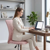 Vinsetto Sedia da Ufficio Ergonomica Girevole Senza Braccioli in Tessuto Traspirante a Rete, Altezza Regolabile, Rosa(m-8)