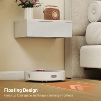 HOMCOM Floating Bedside Table Set of 2, Wall-Mounted Nightstand with High Gloss Finish & Storage Drawer, White(m-5)