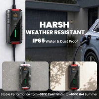 HOMCOM Chargeur Voiture Électrique Type 2, 7kW, 6-32A, 8m, Prise CEE, Adaptateur Européen, Écran LCD, IP65, 21x8,5x5cm, Noir(m-8)