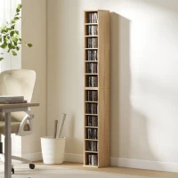 HOMCOM Lot de 2 étagères colonnes armoire de rangement CD-DVD 12 compartiments 21 x 22,5 x 88,5 cm capacité 204 CD chêne(m-10)