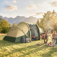 Outsunny Inflatable Tent 2 Bedroom Tunnel Design Windproof Air Tent with Carry Bag for 4 Person(m-14)