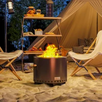 Outsunny Smokeless Steel Fire Pit, with Poker - Grey(m-10)