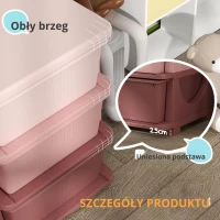 HOMCOM Pojemniki do przechowywania dla dzieci, 3 szuflady, zaokrąglone krawędzie, podwyższona konstrukcja, 37x37x56,5 cm, Różowy(m-5)