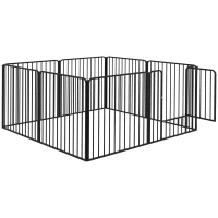 PawHut Box per Cani a 8 Pannelli Modulabili da Interno ed Esterno con 9 Picchetti, in Acciaio, 164x164x80 cm, Nero(m-10)
