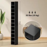 HOMCOM Rangements pour CD et DVD avec 12 compartiments, capacité max. 204 CD, 21 x 20 x 175 cm, noir(m-3)