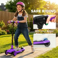 AIYAPLAY Trottinette électrique pour enfants 6+ ans, pliable 3 roues démarrage zéro, vitesse maximale 8 km/h 64x29x83cm violet(m-8)