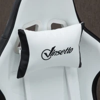 Vinsetto Siège gaming fauteuil gaming dossier inclinable 135° avec appui-tête repose-pieds 65l x 65P x 121-129H cm blanc et noir(m-11)