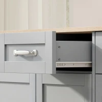 HOMCOM Sideboard Buffet Cabinet, 140 cm Kitchen Storage Cabinet with 4 Drawers, 4 Doors and 2 Adjustable Shelves, Grey(m-11)