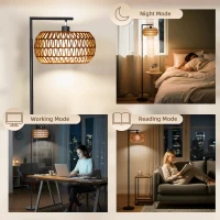HOMCOM Boho Dimmable Floor Lamp - Black(m-7)