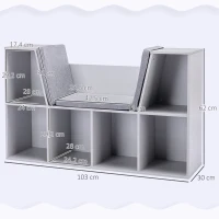 HOMCOM 2-in-1 Kinderrek en Bankje met Kussen 103 x 30 x 62 cm, Grijs en Wit(m-3)