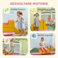 HOMCOM Set de Construcții Moi pentru Copii 1-3 Ani cu 6 Piese din PU și EPE Multicolore(m-9)