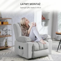 HOMCOM Elektryczny Fotel z Pomocą przy Wstawaniu, Miękki Aksamitny Materiał, Złącza USB(m-8)