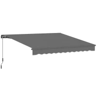 Outsunny Store banne manuel 3,5x3m, auvent rétractable inclinaison réglable, manivelle, protection UV résistance à l'eau, gris(m-12)
