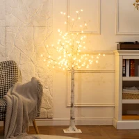HOMCOM Árvore Cerejeira com 120 Luzes LED IP44 Banco Quente com Luz Ajustável em 3 Modos 21x21x150 cm Branco(m-10)