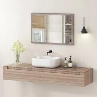 HOMCOM Wall Bathroom Mirror, 40 x 60 cm Wall-Mounted Mirror for Living Room, Bedroom, Hallway, Grey(m-10)