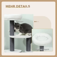 PawHut Krabpaal met 1 kattenhol, 1 kattenbed, 2 platformen, jute-touwpalen, Wit + Grijs(m-6)