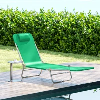 Outsunny Steel Frame Sun Lounger, with Reclining Back - Dark Green(m-9)