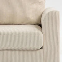 HOMCOM Canapé 2 Places en Velours Côtelé, Canapé de Salon 144 cm avec Assise Large Rembourrée, 2 Oreillers, Beige(m-12)