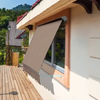 Outsunny Toldo banne Manual Inclinação ajustável Alumínio Poliéster impermeabilizado 70L x 180l cm Taupe Claro(m-2)