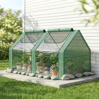 Outsunny Estufa Pequena Estufa de Exterior com Proteção Dupla Janelas Estufa para Cultivos de Plantas e Flores 180x90x90 cm Verde(m-8)