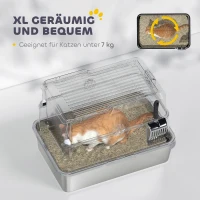PawHut Kattenbak, roestvrij staal, XL-interieur, met schep, lichtgrijs(m-5)