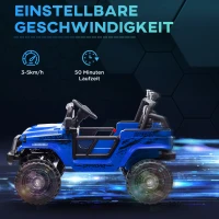 AIYAPLAY Elektrische kinderauto met zachte vering, bestuurbaar op afstand, LED-lampen, claxon, 12V-motoren, van kunststof en metaal, blauw(m-6)