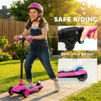 AIYAPLAY Trottinette électrique pour enfants 6+ ans, pliable 3 roues démarrage zéro, vitesse maximale 8 km/h 64 x 29 x 83 cm rose(m-8)