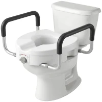 HOMCOM Înălțător WC pentru Vârstnici din HDPE cu Mânere Antialunecare, Lățime Reglabilă, Capacitate 136 kg, Alb(m-12)
