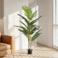 Outsunny Planta Artificial Palmera 150 cm con Maceta y Musgo para Decoración Interior Salón Oficina Ø18x150 cm Verde(m-3)