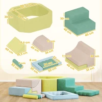 AIYAPLAY 15-delige set zachte bouwblokken, 200 kunststofballen, ballenbad voor kleintjes, indoor, schuim, kleurrijk(m-3)