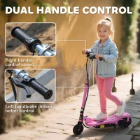 HOMCOM Trottinette électrique pliante pour enfant de 7+ans, 120W Vitesse max 12km/h, 75x36x82-93 cm rose(m-8)