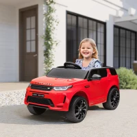 AIYAPLAY Kinderauto 12V Land Rover Discovery Sport met 2,4G afstandsbediening, muziek, claxon, elektrisch voertuig met LED-verlichting, USB/MP3-aansluiting, 3-5 km/u, voor kinderen van 3-6 jaar, rood(m-2)