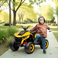 AIYAPLAY Elektrische quad voor kinderen, 3-6 km/u, LED-koplamp, muziek, USB, voor 3-8 jaar, Geel(m-2)