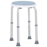 HOMCOM Banqueta de duche assento de duche antiderrapante banqueta de banho altura ajustável giratório a 360° em alumínio