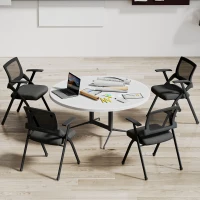 HOMCOM Set 2 Sedie Pieghevoli con Schienale Curvo e Braccioli, in Tessuto Effetto Lino e Acciaio, 61x56x84 cm, Nero(m-8)