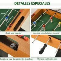 HOMCOM Futbolín con 22 Jugadores Juego de Mesa de Fútbol para Niños y Adultos con 2 Marcadores 98x42x62,5 cm Natural y Negro(m-4)