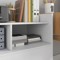 HOMCOM Móvel Arquivo Lateral com Rodízios e Prateleira Aberta, Ampla Gaveta, Barra Ajustável Branco(m-4)