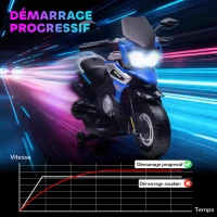 AIYAPLAY Moto elétrica infantil 6 V, carro elétrico infantil com rodas de treino, música, efeitos luminosos, azul(m-4)