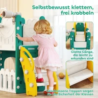 AIYAPLAY 7-in-1 Glijbaan Set voor Peuters, Basketballkorf, Kikker Design, Klimtoestel, Schommelzit, Voor Binnen en Buiten, Geel+Groen(m-7)