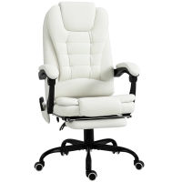 Vinsetto Fauteuil Bureau Massant avec Repose-Pieds Blanc