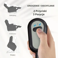 HOMCOM Fotel Relaksacyjny z Pomocą przy Wstawaniu, Funkcja Leżenia, do 200kg, 72,5x94x109cm, Ciemnoszary(m-4)