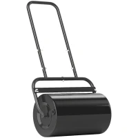 Outsunny Rasenwalze mit U-Griff, Gartenwalze, Gartenrolle, 32 cm Durchmesser, 38 L Wasser-/62 kg Sand, Metall, Schwarz, 58 x 32,5 x 113 cm(m-1)