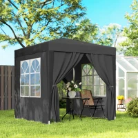 Outsunny Tenda de jardim exterior tenda dobrável pop-up regulável em altura proteção UV 2 x 2 m preto(m-2)