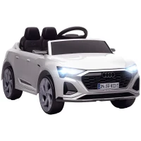 AIYAPLAY Kinder elektrische auto 12V Audi Q8 met 2,4G afstandsbediening, 2 motoren, MP3 muziek & claxon, voertuig met koplampen, 4 geveerde wielen, softstart voor kinderen van 3-4 jaar, wit(m-1)