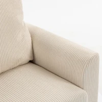 HOMCOM Canapé 2 Places en Velours Côtelé, Canapé de Salon 144 cm avec Assise Large Rembourrée, 2 Oreillers, Beige(m-10)