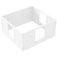 PawHut Werpkist voor Puppy’s, Puppyren met Verstelbare Deur, Hondenren met Antislip Voetjes, Werpkist voor middelgrote honden, 100x96x48 cm, Wit(m-1)